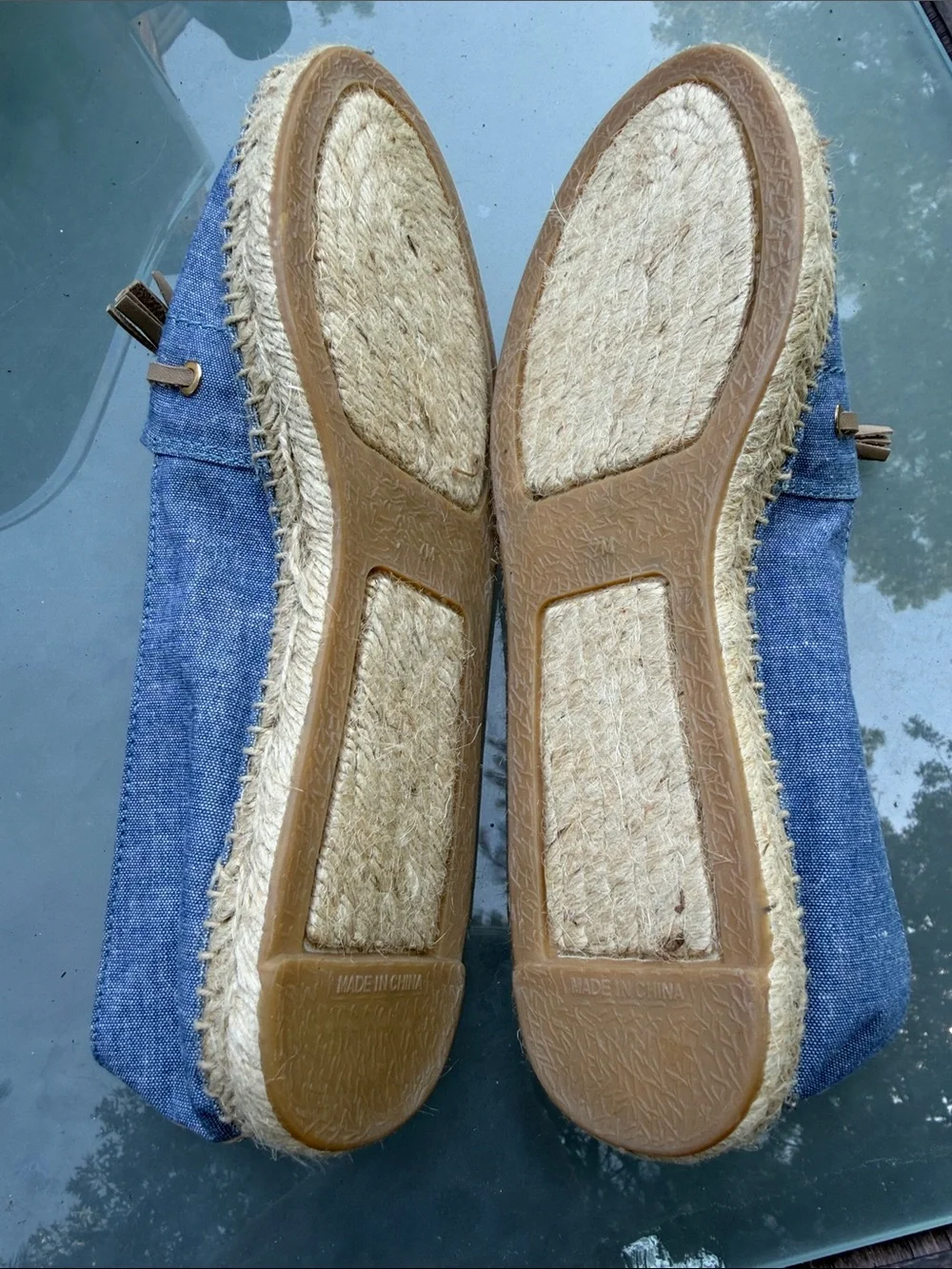 Talbots Blue Espadrille Flats with Tan Tassels Like New !  Size 7